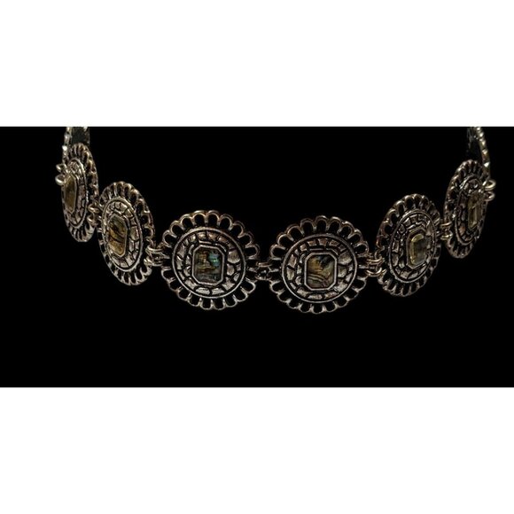 Vintage Mother Of Pearl Medallion Choker Neckalce - Picture 4 of 5